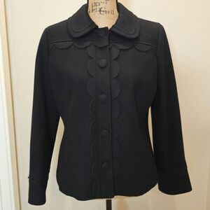 Boden Women's Scalloped Cropped Black Jacket  Size 8R